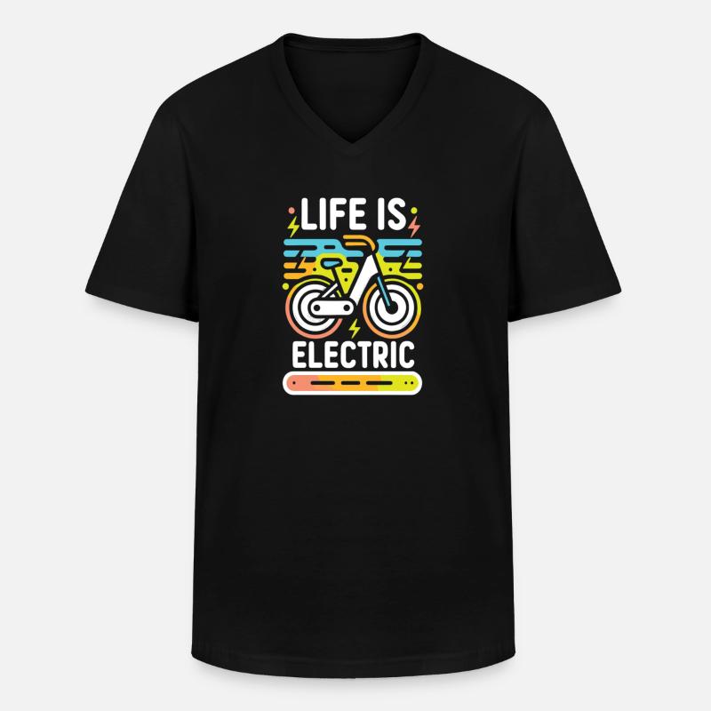 Das Leben ist elektrisch - Männer-T-Shirt mit V-Ausschnitt - Schwarz