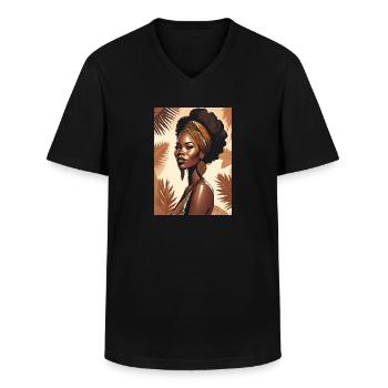 Africa Black Beautiful Woman - Men's V-Neck T-Shirt - black - Front - AI Model Male 178 dark (178cm)