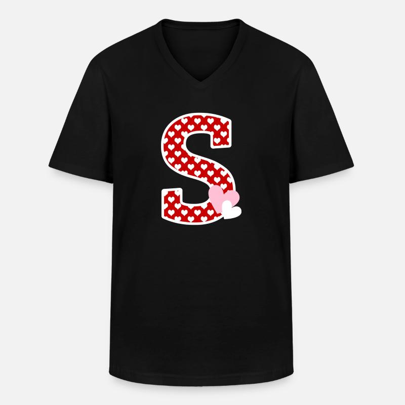 Buchstabe S Herz - Männer-T-Shirt mit V-Ausschnitt - Schwarz