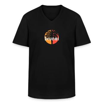 Brunei Artistic Vacation Souvenir Palmier - T-shirt col V Homme - noir - Devant - AI Model Male 178 dark (178cm)