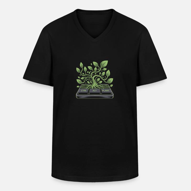 ctrl alt plant garden design - Men's V-Neck T-Shirt - black