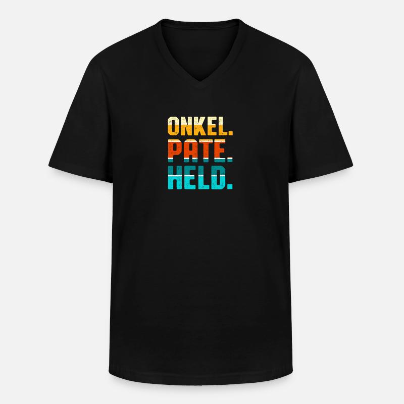 Onkel Pate Held - Männer-T-Shirt mit V-Ausschnitt - Schwarz
