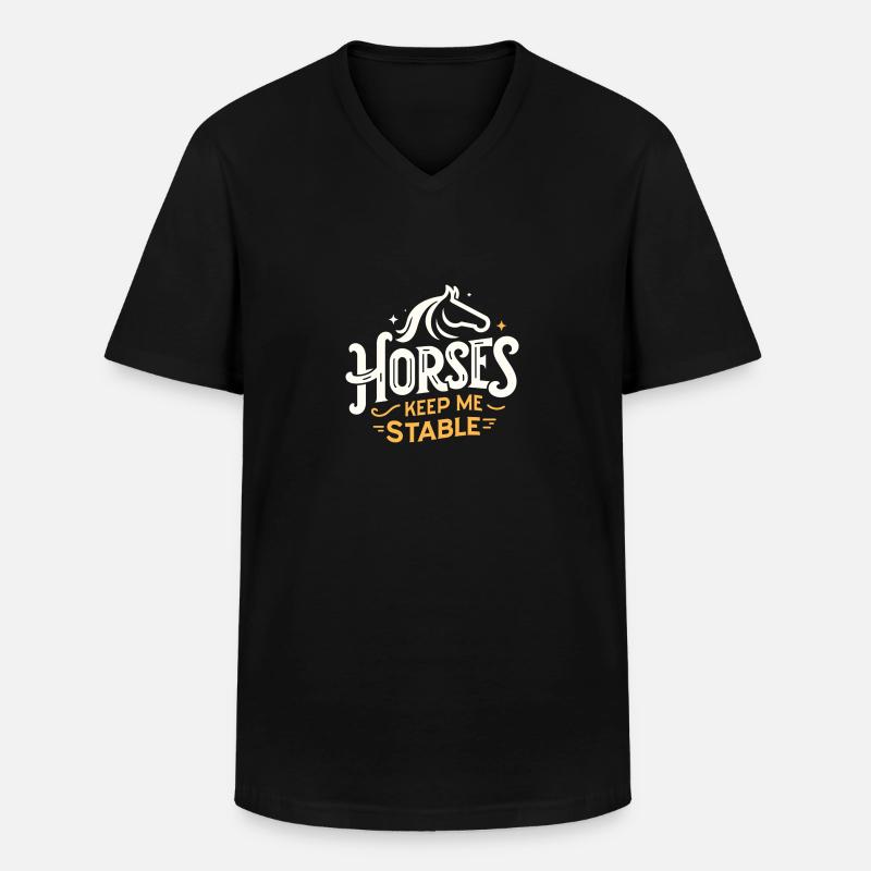 Pferde halten mich auf Trab - Männer-T-Shirt mit V-Ausschnitt - Schwarz