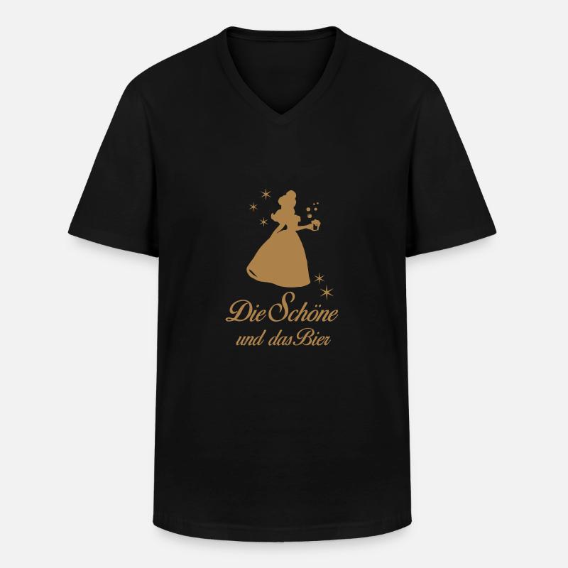 Die Schöne und das Bier - Männer-T-Shirt mit V-Ausschnitt - Schwarz