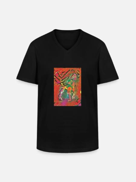 Auf dem mehrfarbigen Stuhl - Männer-T-Shirt mit V-Ausschnitt - Schwarz