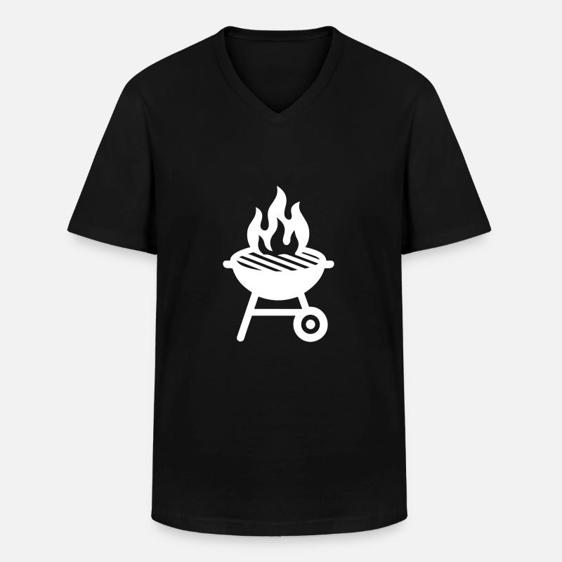 Grill Symbol - Männer-T-Shirt mit V-Ausschnitt - Schwarz