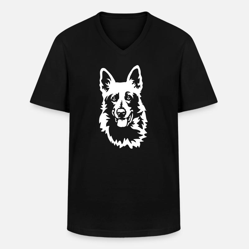Schweizer Schäferhund Kopf "Black Edition" - Männer-T-Shirt mit V-Ausschnitt - Schwarz