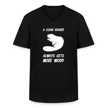 Bieber Nagetier Lustiger Spruch - Männer-T-Shirt mit V-Ausschnitt - Schwarz - Vorne - AI Model Male 178 dark (178cm)