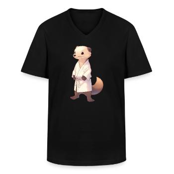 Judo Mongoose - Men's V-Neck T-Shirt - black - Front - AI Model Male 178 dark (178cm)