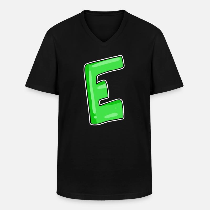 Letter E Initial point - Men's V-Neck T-Shirt - black