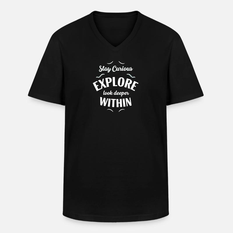 Explore Intérieur Reste Curieux - T-shirt col V Homme - noir