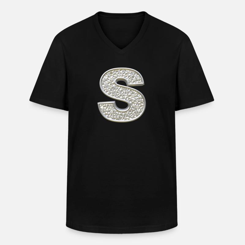 S, letter, initial, monogram, - Männer-T-Shirt mit V-Ausschnitt - Schwarz