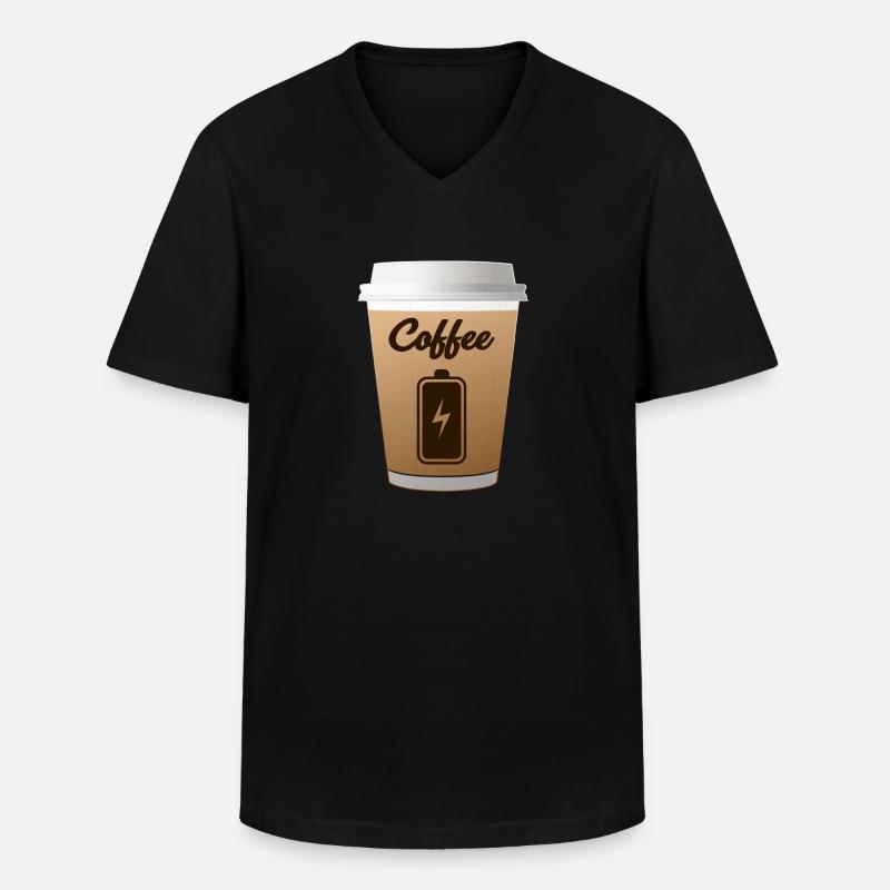 Kaffee-Aufladen - Männer-T-Shirt mit V-Ausschnitt - Schwarz
