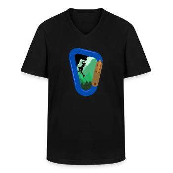 Rock Climbing - Men's V-Neck T-Shirt - black - Front - AI Model Male 178 dark (178cm)
