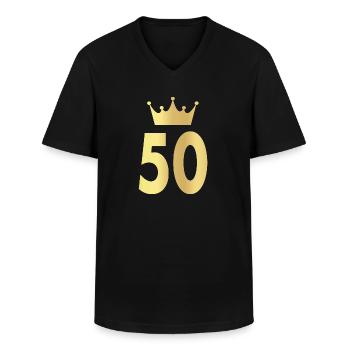 50th Birthday Fifty Gift - Men's V-Neck T-Shirt - black - Front - AI Model Male 178 dark (178cm)