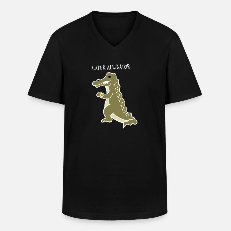Später Alligator (weiß) - Männer-T-Shirt mit V-Ausschnitt - Schwarz