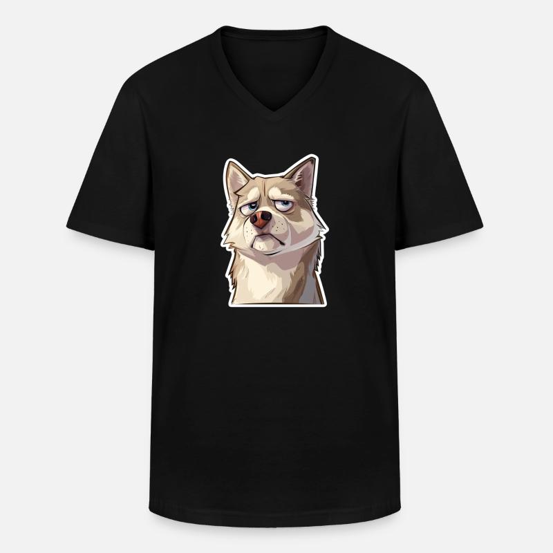 Grumpy the Husky - Männer-T-Shirt mit V-Ausschnitt - Schwarz