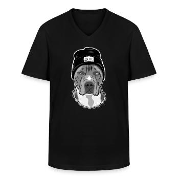 Pitbull Mon ami le plus cool - T-shirt col V Homme - noir - Devant - AI Model Male 178 dark (178cm)