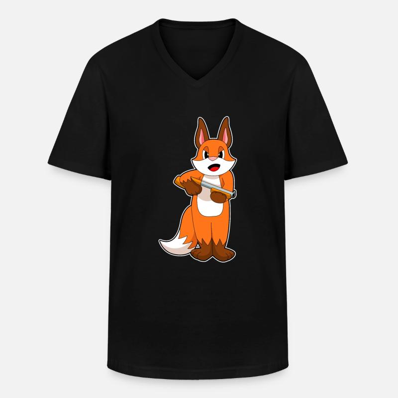 Fuchs Schrotflinte - Männer-T-Shirt mit V-Ausschnitt - Schwarz