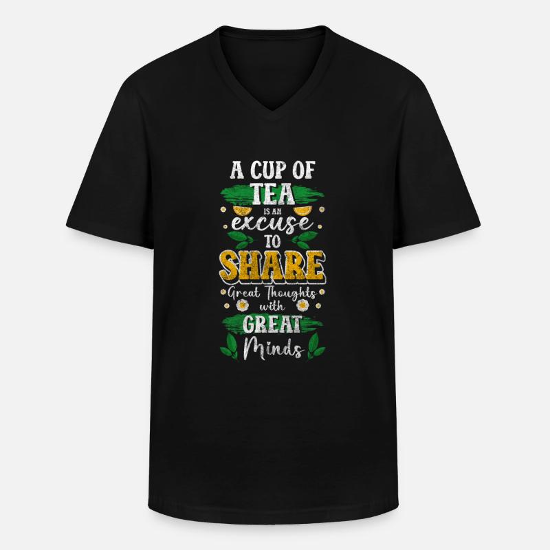 Teetrinker Gemütlich Getränk - Männer-T-Shirt mit V-Ausschnitt - Schwarz