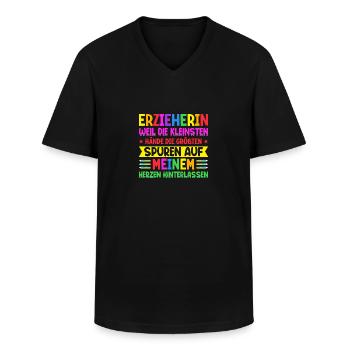Erzieher Abschiedsgeschenk Kindergarten Herzen - Männer-T-Shirt mit V-Ausschnitt - Schwarz - Vorne - AI Model Male 178 dark (178cm)