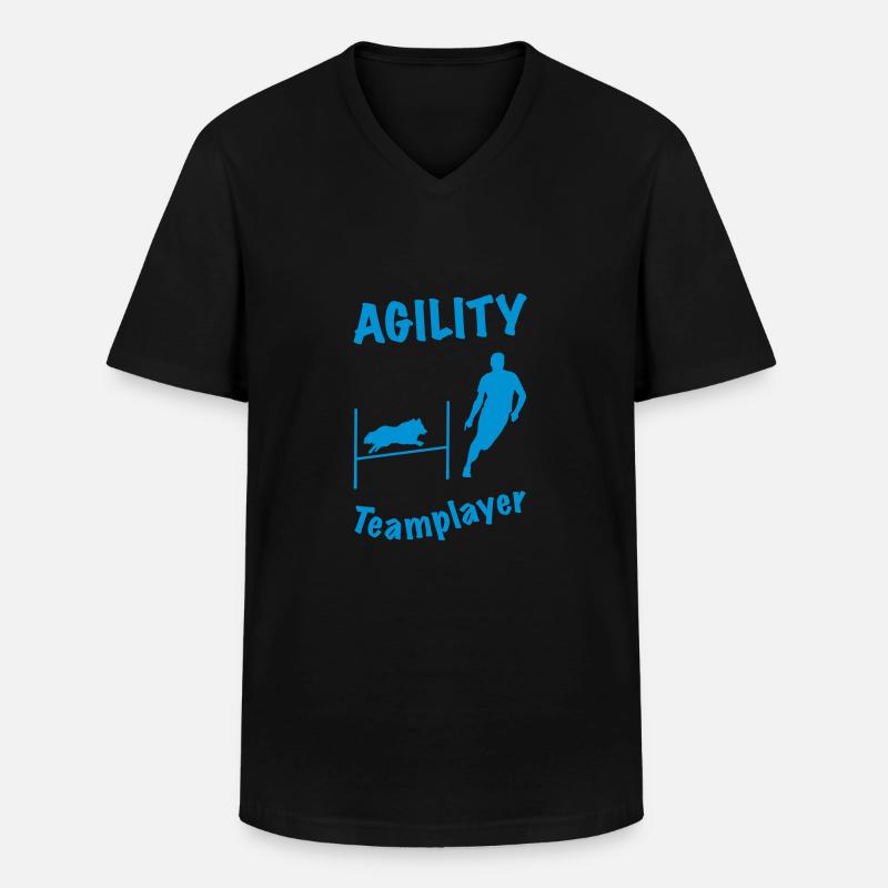 Agility Hürde Sheltie - Männer-T-Shirt mit V-Ausschnitt - Schwarz