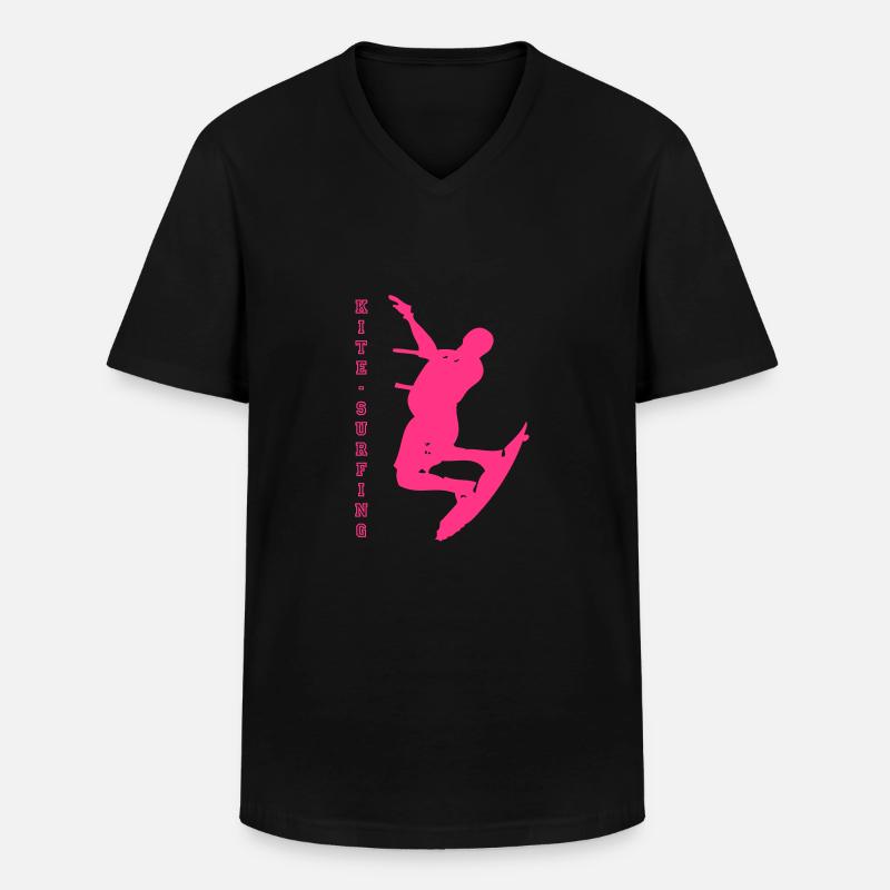 kitesurfing - Männer-T-Shirt mit V-Ausschnitt - Schwarz