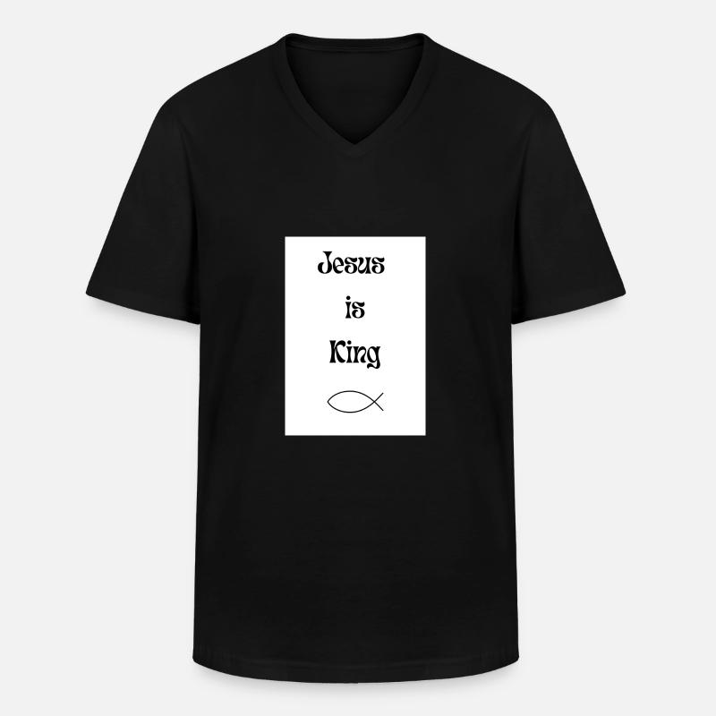 Jesus is King - Männer-T-Shirt mit V-Ausschnitt - Schwarz
