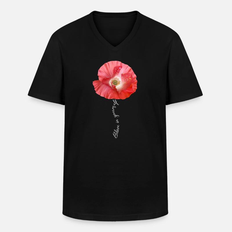 Roter Mohn Garten Blumen - Männer-T-Shirt mit V-Ausschnitt - Schwarz