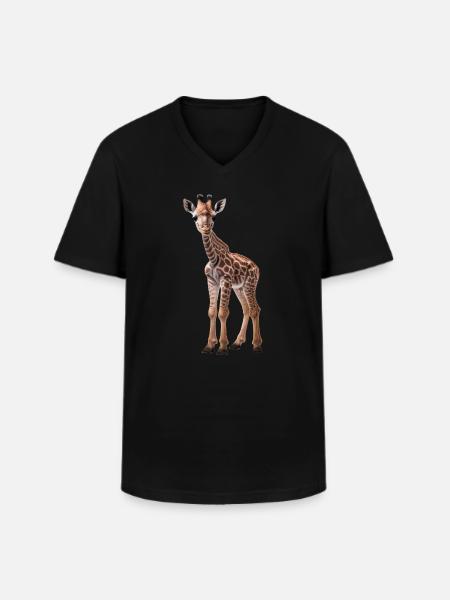 Giraffe - Giraffe Baby - Cool Kids Giraffe - Men's V-Neck T-Shirt - black