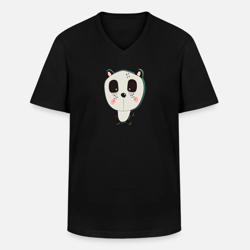 Happy Panda - Männer-T-Shirt mit V-Ausschnitt - Schwarz