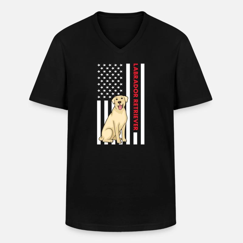 Labrador Retriever Us Flag - Männer-T-Shirt mit V-Ausschnitt - Schwarz