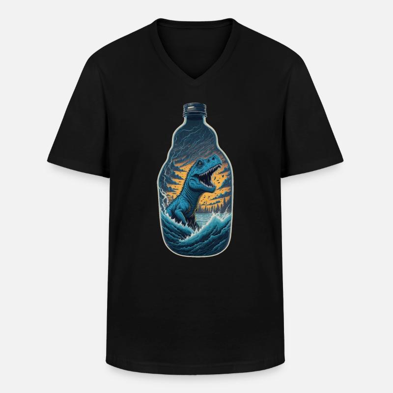 T Rex Dinosaurier Flasche - Männer-T-Shirt mit V-Ausschnitt - Schwarz