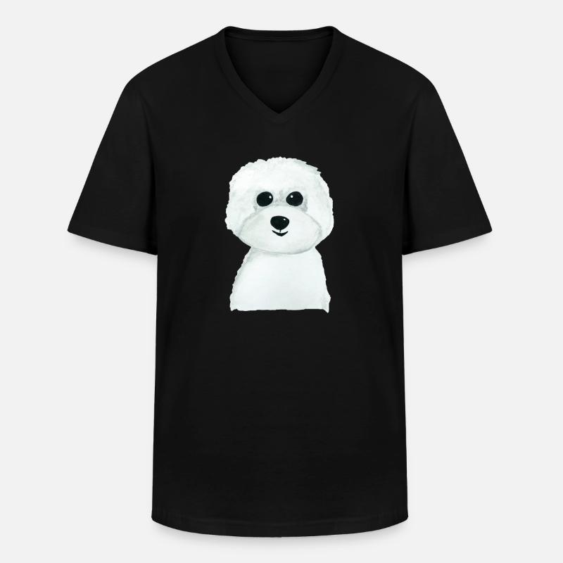 Bichon Hündchen - Männer-T-Shirt mit V-Ausschnitt - Schwarz