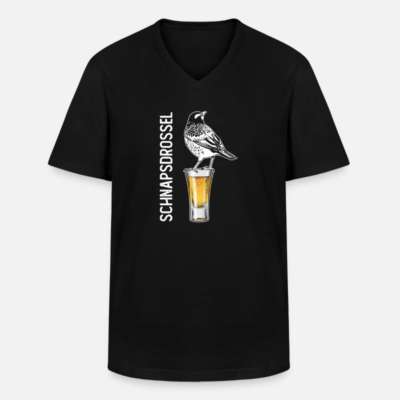 Schnapsdrossel Schnapstrinker Alkohol Schnaps - T-shirt col V Homme - noir