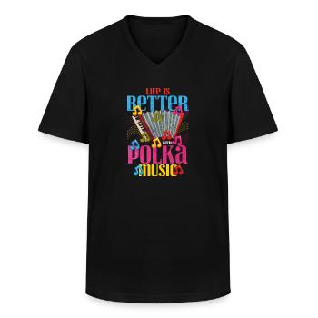 Accordéon Polka musique cadeau - T-shirt col V Homme - noir - Devant - AI Model Male 178 dark (178cm)