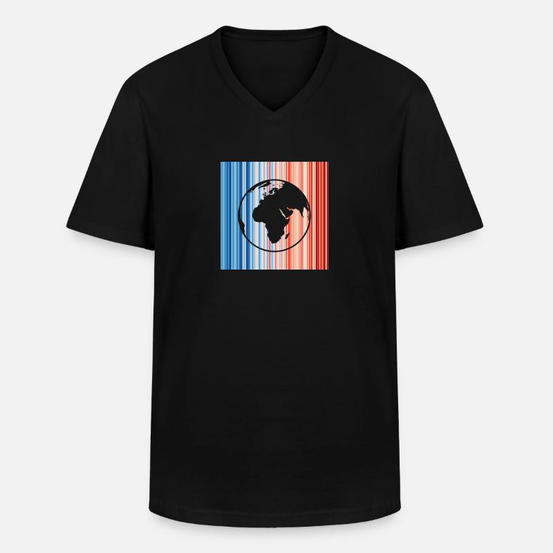 Klimawandel, Warming Stripes, Erde - Männer-T-Shirt mit V-Ausschnitt - Schwarz