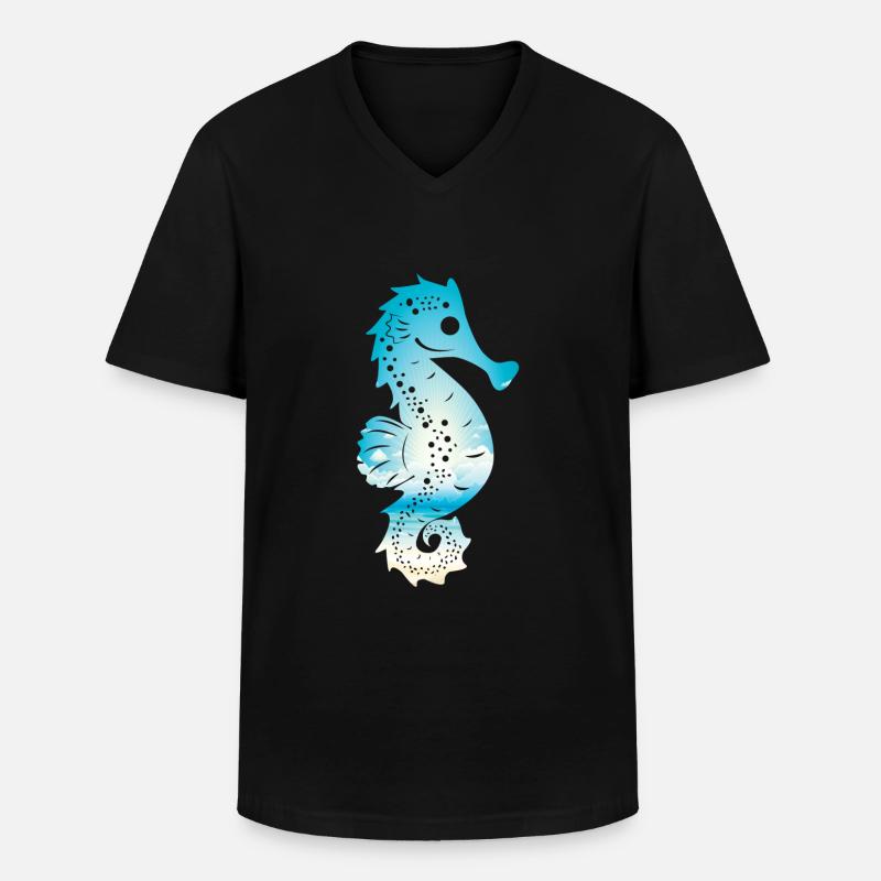 SeePferdchen (Sky-Edition) - Männer-T-Shirt mit V-Ausschnitt - Schwarz