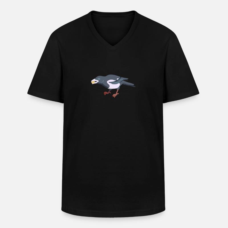 Elster - Männer-T-Shirt mit V-Ausschnitt - Schwarz