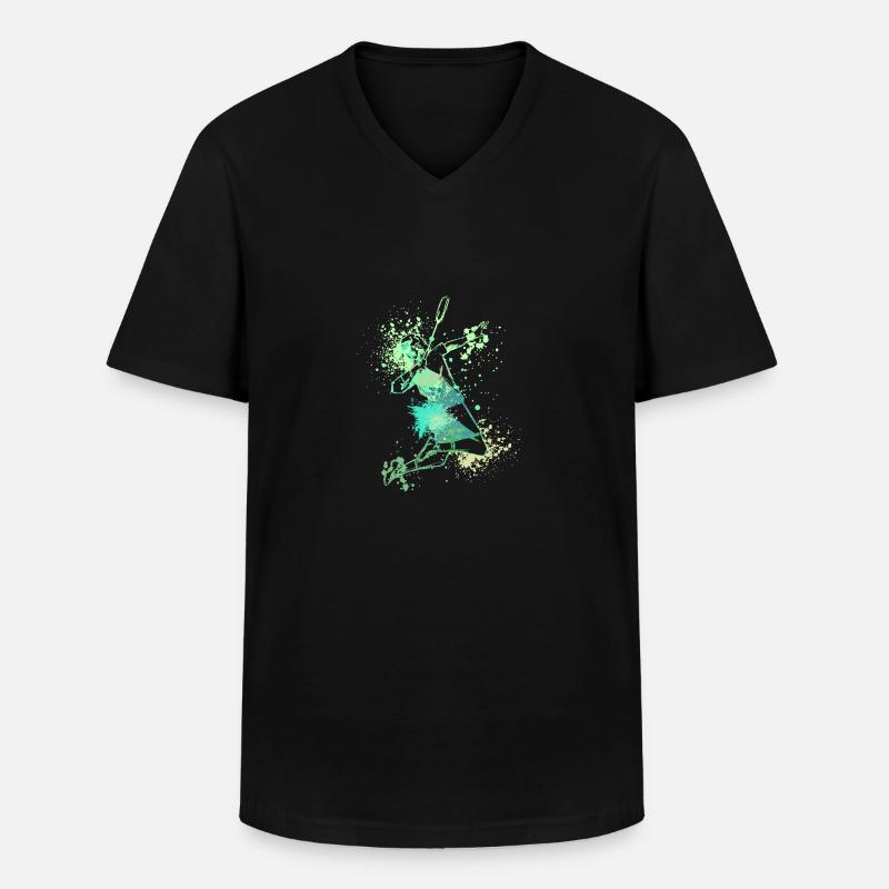 Splash Badminton player - Männer-T-Shirt mit V-Ausschnitt - Schwarz