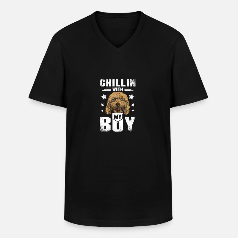 chillin avec mon garçon cockapoo - T-shirt col V Homme - noir