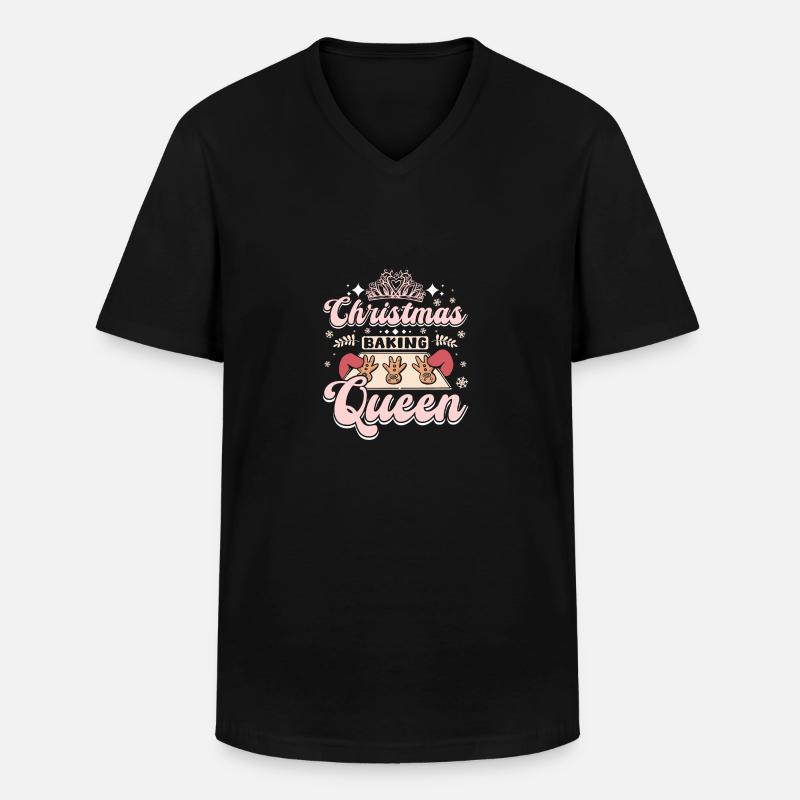 Xmas Christmas cookie baking queen - Männer-T-Shirt mit V-Ausschnitt - Schwarz