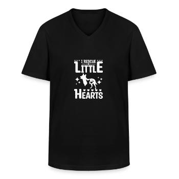 Sauvetage d’animaux de compagnie Je sauve les petits cœurs - T-shirt col V Homme - noir - Devant - AI Model Male 178 dark (178cm)