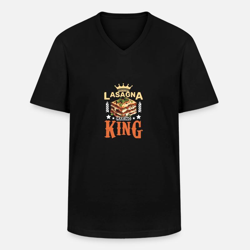Lasagna making king - Männer-T-Shirt mit V-Ausschnitt - Schwarz