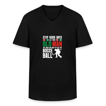 Let this old man show you how to play Bocce Ball - Men's V-Neck T-Shirt - black - Front - AI Model Male 178 dark (178cm)