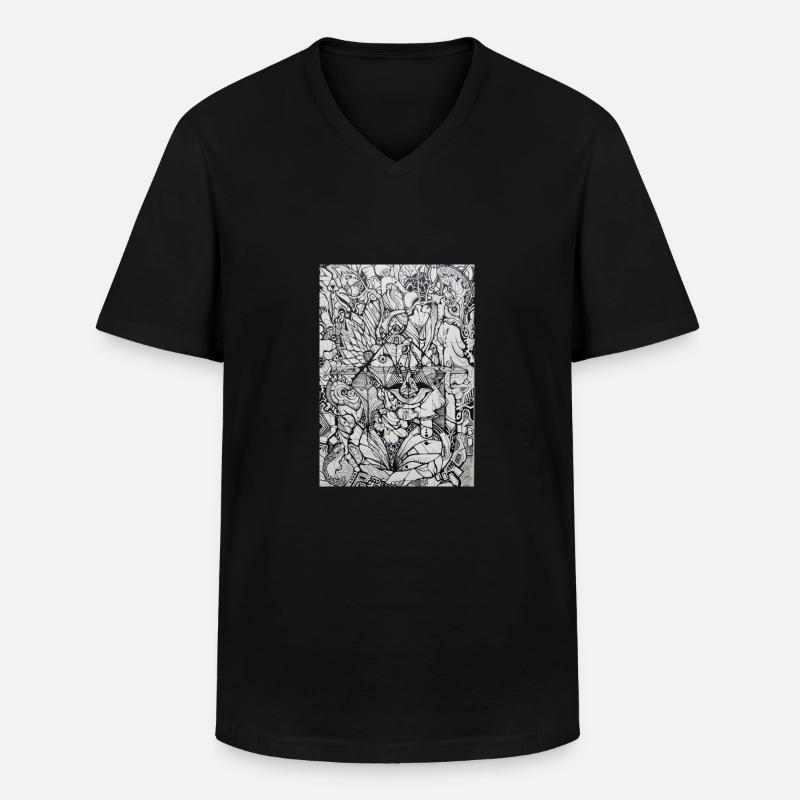 Psychedelic Vision - Männer-T-Shirt mit V-Ausschnitt - Schwarz
