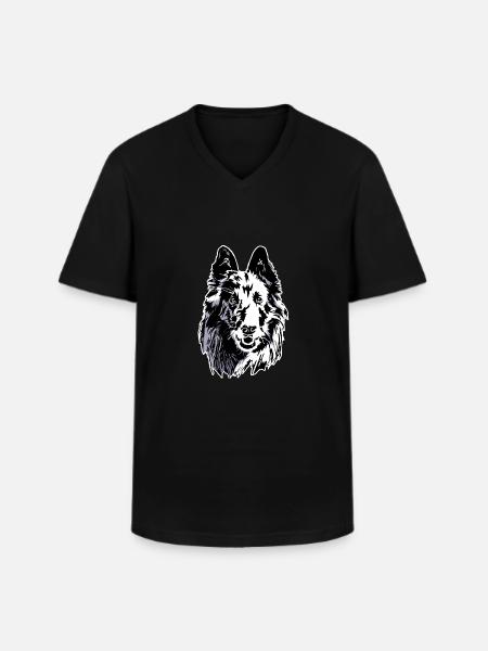 groenendael - Männer-T-Shirt mit V-Ausschnitt - Schwarz