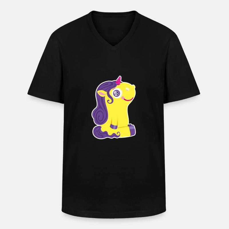 Kleines Einhorn - Männer-T-Shirt mit V-Ausschnitt - Schwarz