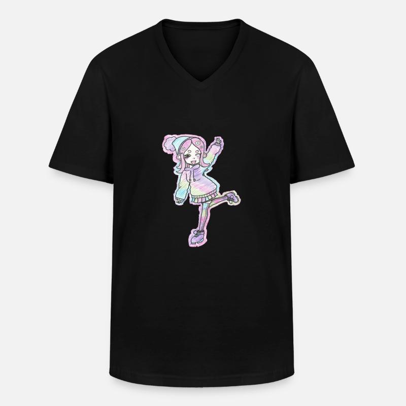 Inkling Mädchen | Pink | Splatoon - Männer-T-Shirt mit V-Ausschnitt - Schwarz