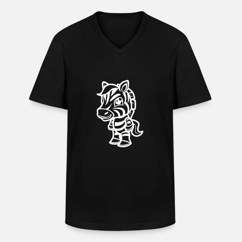 zebra comic - Männer-T-Shirt mit V-Ausschnitt - Schwarz